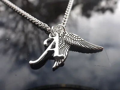 £2.99 • Buy Handmade Silver Plated Initial Necklace With Guardian Angel Wings & Letter