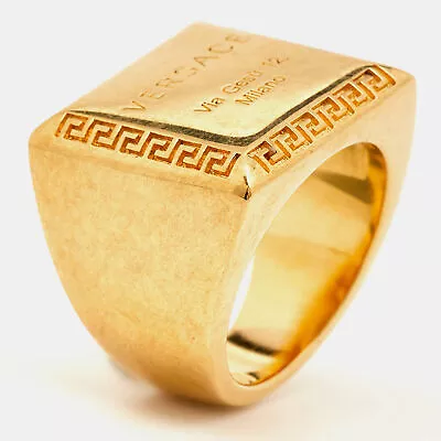 Versace Address Signet Gold Tone Ring Size 57 • $156.45