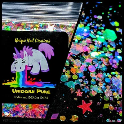  UNICORN PUKE~MULTI SHAPES GLITTER~Nail•Acrylic•Gel•Body Art•Face•Festival • $3.15