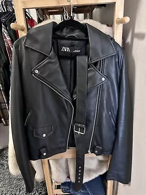 Zara Faux Leather Biker Jacket • $30