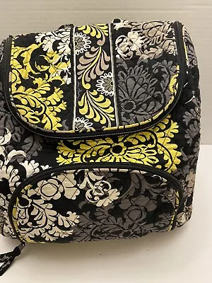 Vera Bradley Double Zip Backpack Pattern Baroque Black Yellow & White • $32