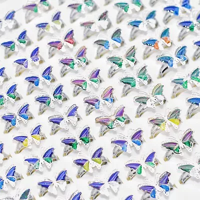 30pcs Adjustable Butterfly Vintage Mood Rings Women Child Cute Change Color Gift • $18.99