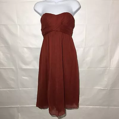 J.Crew $250 Orange Rust A-Line Silk Chiffon Strapless  Dress Taryn Size 10 • $45