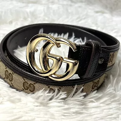 Authentic Gucci  Canvas GG Belt Length 38 Inches Waist 29~33 Inches • $171.41