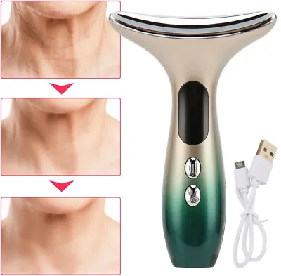 Neck Face Lifting Massager Skin Tighten Device LED And Anti Wrinkle Double Chin • £14.45