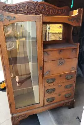 Amazing Antique Solid Wood Secretary Bookcase - NEEDS TLC - GORGEOUS DETAILS • $299.99