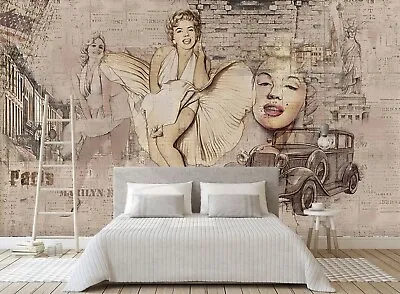 3D Marilyn Monroe 2852NA Wallpaper Wall Mural Removable Self-adhesive Fay • $75.77