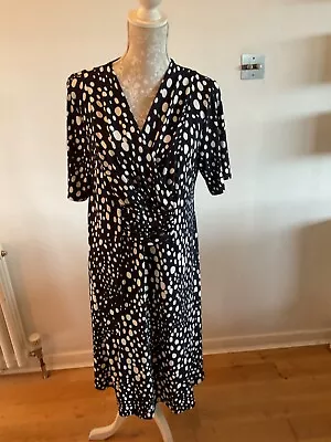 David Nieper Navy Spotted Dress - Size 18 • £14.99