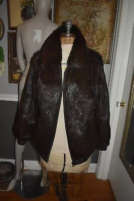 Men's Brown Beaver Fur Coat Jacket Size 40 Medium M • $499.99