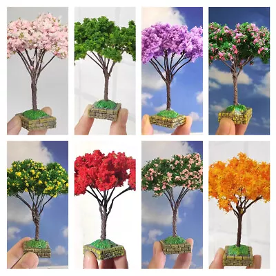 2PC 9CM HO/OO Scale Flower Bed Landscape Trees Miniatures Railway Scenery Model • $8.99