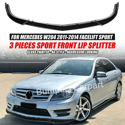 Front Bumper Lip Splitter Spoiler For Mercedes Benz W204 C250 Sport 2012-2014 • $56.15