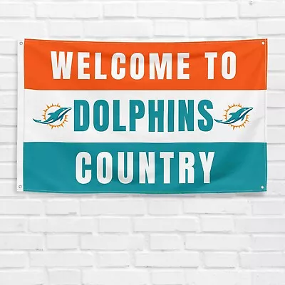 For Miami Dolphins Football Fans 3x5 Ft Flag NFL Gift Welcome Banner • $13.97