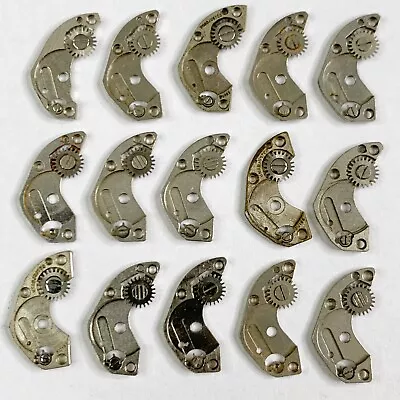 15 Watch Crescent Plate Gear Part Steampunk Watchmaker Lot Altered Art Matching • $4.99