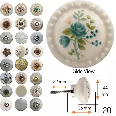£2.65 • Buy WHITE Door Knobs Ceramic OVER 50 DESIGNS Handles Cupboard Drawer Pulls Vintage 