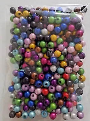 Bag Of 250 X Mixed 6mm Acrylic Miracle Beads - Red Green Black Blue Green Pink • £4.99