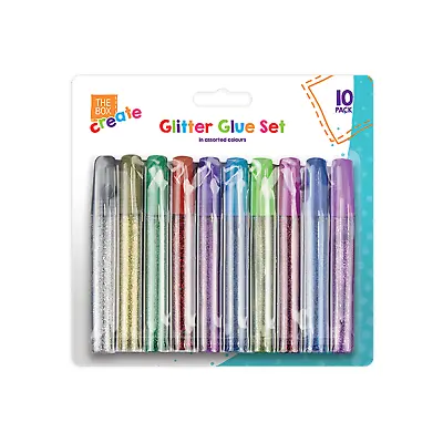 10 Glitter Glue Gel Pens Assorted Sparkly Colours Tubes Children Kids Art Craft • £3.29