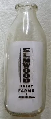 Vintage Elmwood Dairy Farms Farmer Boy Buttermilk Clinton Iowa IA Milk Bottle • $39