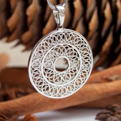 Mandala Chakra Pendant Necklace Sacred Geometry Yoga Jewelry STERLING SILVER 925 • $28.80