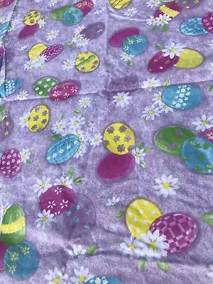 Tablecloth Oval 82 X 58 Easter Egg Flowers Spring Vintage Colorful Cotton Floral • $17.99