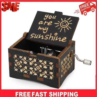 $7.36 • Buy You Are My Sunshine Wooden Carved Hand Cranked Music Box Ornaments (Black) #SF