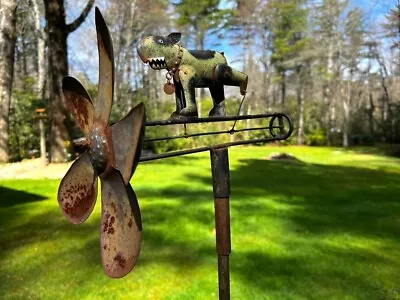 Vintage SPIKE The Dog All Metal Whirlygig Wind Spinner - Mouth And Leg Move • $99.95