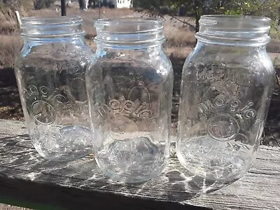 💲 Lot Of 3 Magic Mason Jars Quart Clear Glass Canning • $29.99