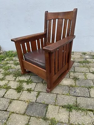 SUPERB  LIMBERT  Arm Rocking  Chair With Slots To Under Arms Stickley Era  W7925 • $1900