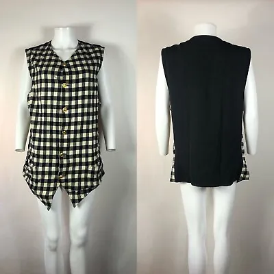 Vtg Gianni Versace Men's Black & White Checker Medusa Button Vest L • $238