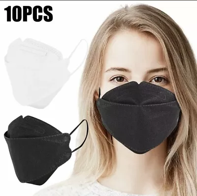 KF94 Face Mask 4-Layer Comfortable 10pcs  Protective Mouth Cover White/ Black • $17.95