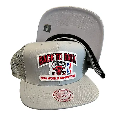 Mitchell & Ness Chicago Bulls 91-92 World Champs Mesh Snapback Trucker Hat Gray • $39.94