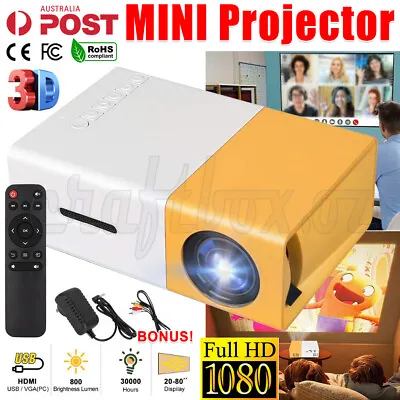 $52.95 • Buy Mini Projector HDMI LED HD 1080P Home Cinema Portable Pocket Projector Party AU