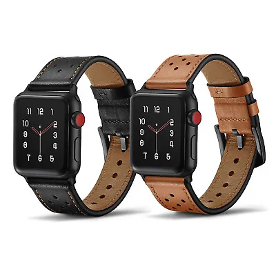 $15.76 • Buy For Apple Watch Genuine Leather Band Strap IWatch Series 8 7 6 5 4 40/44/41/45mm