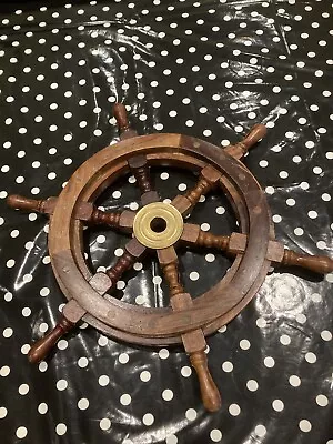 Wooden Ship Steering Wheel Nautical Boat Steering Wheel Pirate Home Decor. • $24.90