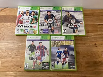 Lot Of 5 Fifa Xbox 360 Video Games CIB 12 13 14 15 16 Clean Lot Complete Messi • $16.95