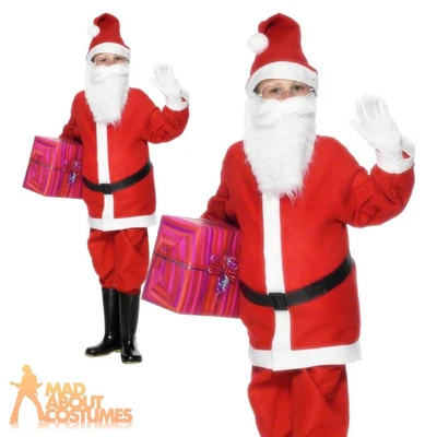£7.99 • Buy Boys Santa Claus Costume Kids Father Christmas Fancy Dress Xmas Outfit Child