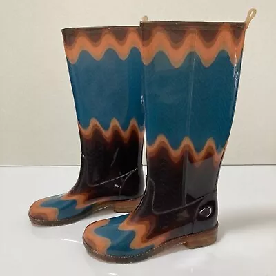 Missoni Boots Womens EU 36 AU 5 Rainboot Waterproof Rubber Gumboot Striped • $38.83