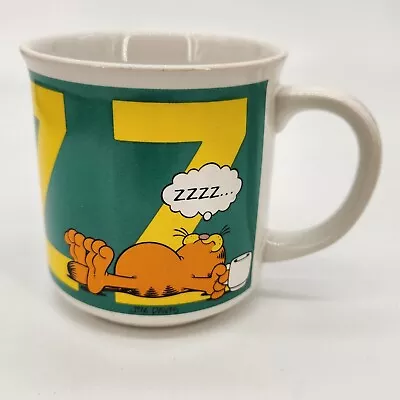 Vintage GARFIELD The Cat SLEEPING ZZZZ 1978 Enesco Coffee Mug Cup 2 Sided • $12