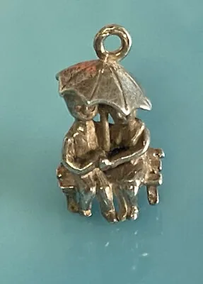 Vintage English Sterling Silver Couple Bench Love Umbrella Bracelet Charm 2.4g • $29.70