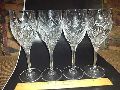 4 LOVELY MIKASA ENGLISH GARDEN 9  CRYSTAL WATER WINE GOBLETS Discon Pattern MINT • $119.99