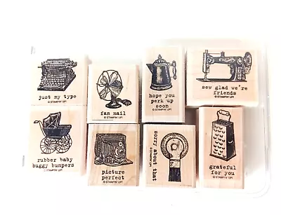 Stampin Up! Puns From The Past Rubber Stamps Retro Images Fan Typewriter Camera • $14.50