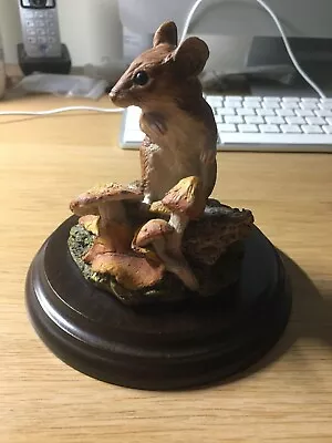 Country Artists Ornament On Wood Plinth - Wood Mouse With Toadstools 1986 • £22.99