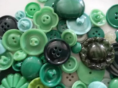 Lot 100 Mixed Assorted GREEN Vintage & New Buttons Perfect For Crafts Bulk • $16.95