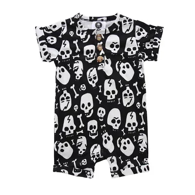 Metallimonsters Baby Skull & Bone Romper Alternative Goth Punk • £18.99