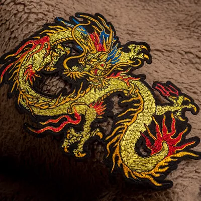 9'' Dragon Embroidered Iron On Sew On Patch Badge Fabric DIY Jeans Jacket Bag • £5.03