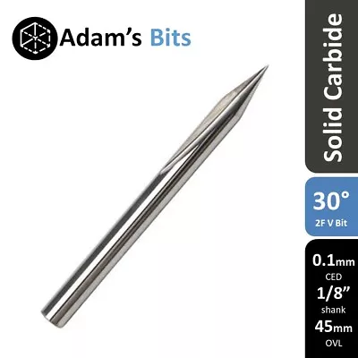 30 Deg 0.1mm Tip 3.175mm 1/8  Shank 2 Flute V-bit Engraving End Mill CNC Router • $6.95