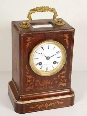 ANTIQUE FRENCH OFFICERS CAMPAIGN CARRIAGE CLOCK By JAPY FRERES Rosewood Case • $13.07