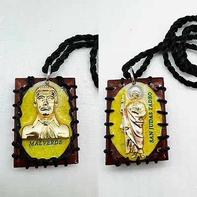 Escapulario 2 En 1 Jesus Malverde/San Judas Tadeo En Medalla De Oro Laminado • $49.99