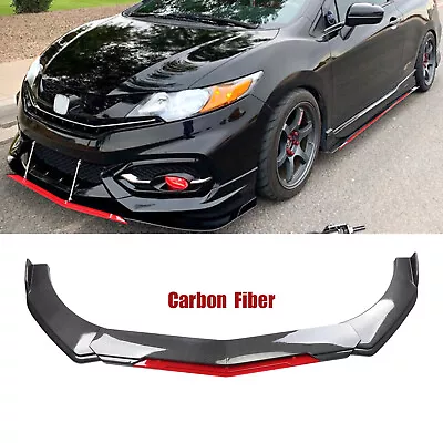 Front Bumper Lip Splitter Spoiler Body Kit Carbon Fiber For Honda Civic Sedan • $79.99