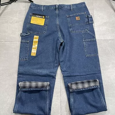 NWT Carhartt Flannel Lined Relaxed Fit Straight Leg Jeans Mens 38x36 Workwear • $20.79