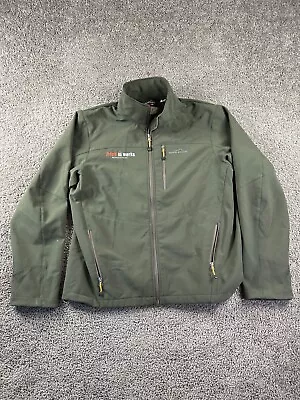 Eddie Bauer Jacket Mens Large Green 365 Softshell Fleece Lined Full Zip FLAW • $24.99